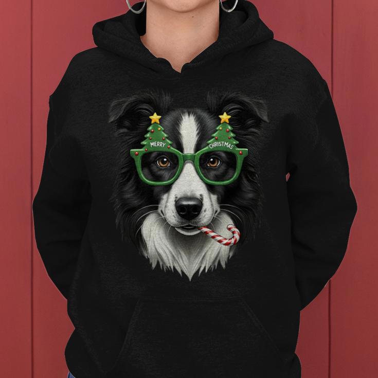 Christmas Tree Sunglasses Border Collie Christmas Women Kapuzenpullover für Damen