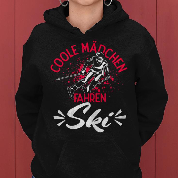 Coole Mädchen Fahren Ski Wintersport Skifahrerin Fan Kapuzenpullover für Damen