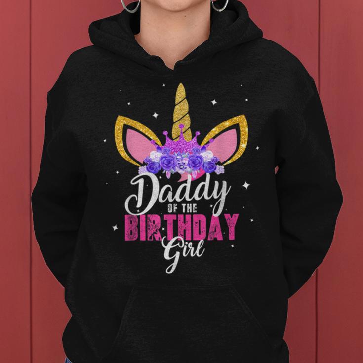 Daddy Of The Birthday Girl Unicorn Birthday Father Dad Blue Kapuzenpullover für Damen