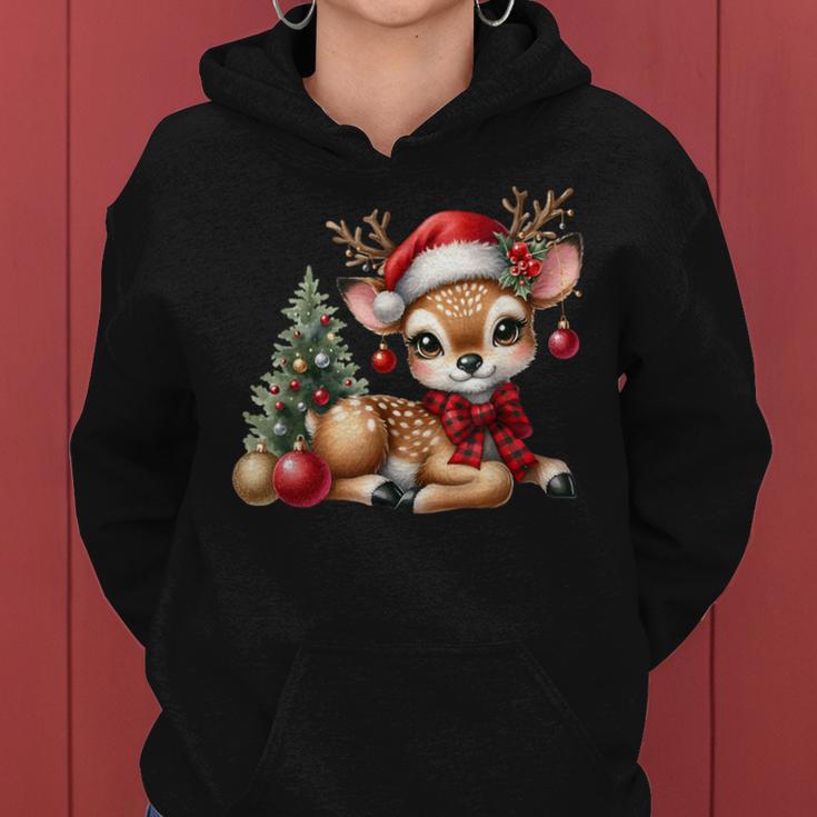 Deerintage Boho Christmas Winter Fawn Animal Kapuzenpullover für Damen