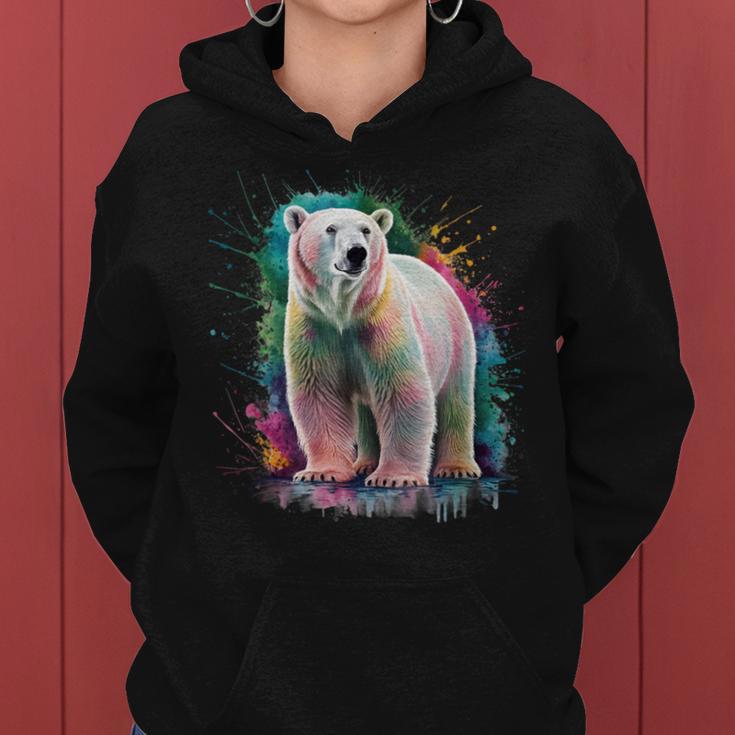 Eisbär Women's Colourful Watercolour Polar Bear Kapuzenpullover für Damen