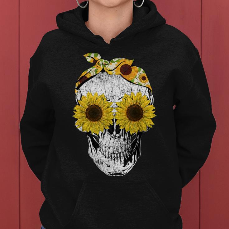 Skull Sunflower Skeleton Bandana Sunflower Skull Kapuzenpullover für Damen