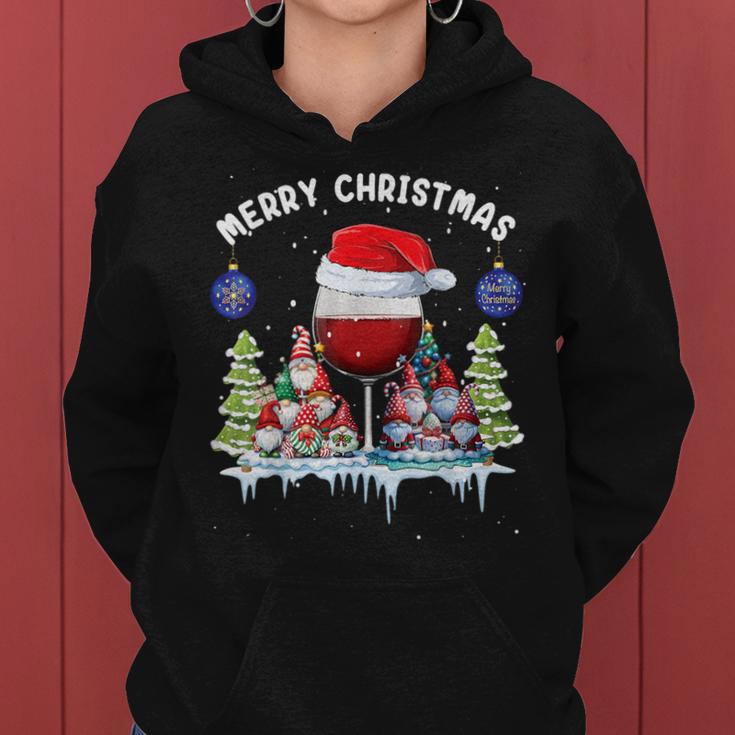 Glass Red Wine Gnome Christmas Kapuzenpullover für Damen