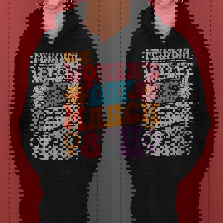 Groovy Día Internacional De La 2025 8 De Marzo Es Niñas Sudadera con capucha para mujer