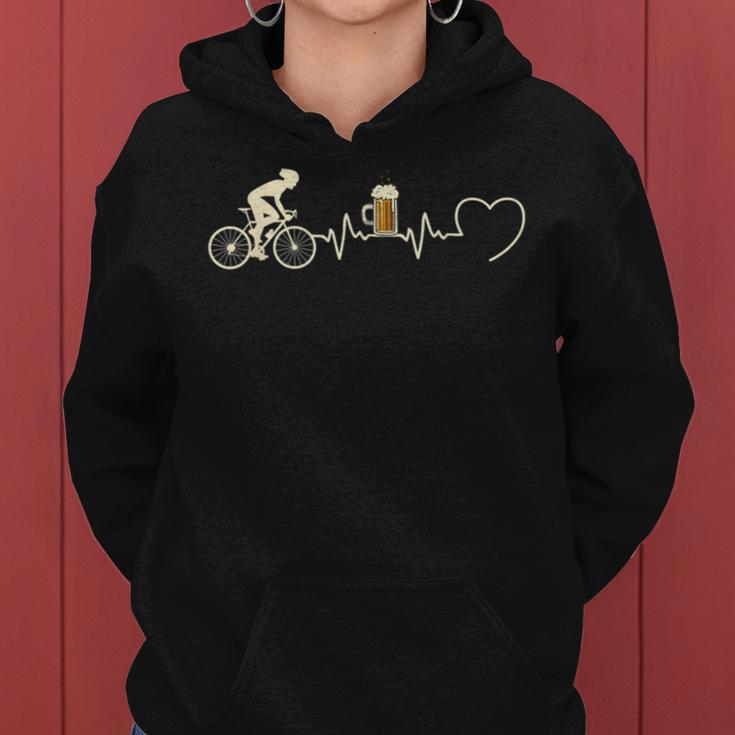 Heartbeat Bicycle Beer Humour Idea Cyclist Kapuzenpullover für Damen