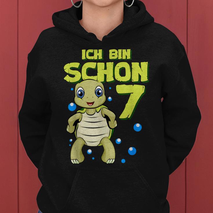 Ich Bin Schon 7 Years Boy Girl Birthday Turtle Kapuzenpullover für Damen