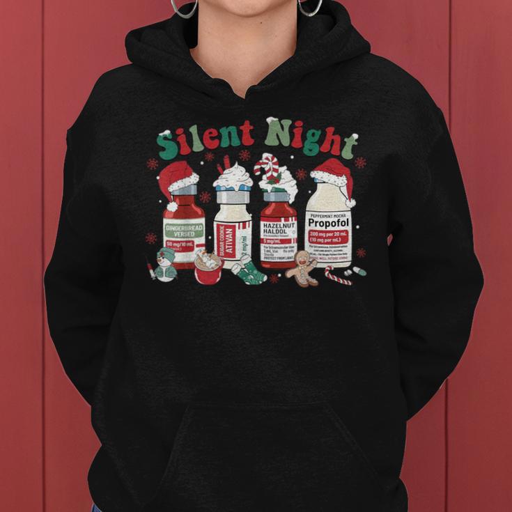 Icu Nurse Christmas Silent Night Kapuzenpullover für Damen