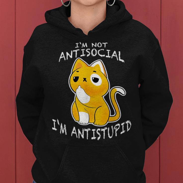 I'm Not Antisocial I'm Antistupid Sarcastic Cat Kapuzenpullover für Damen