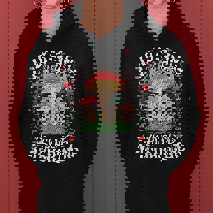 Just A Girl Who Loves Mushrooms Retro Nature N Cute Women Hoodie