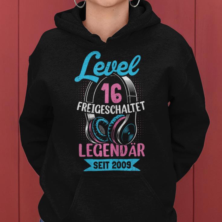 Level 16 Jahre Mädchen Geburtstag Gamer Girl Nager 2009 Kapuzenpullover für Damen