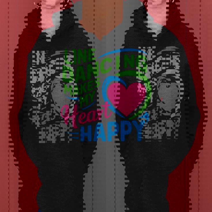 Line Dancing Hace Mi Corazón Feliz Danza Cuello Sudadera con capucha para mujer