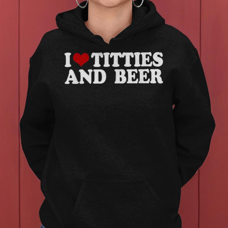 With I Love Tittis And Beer Motif Kapuzenpullover für Damen