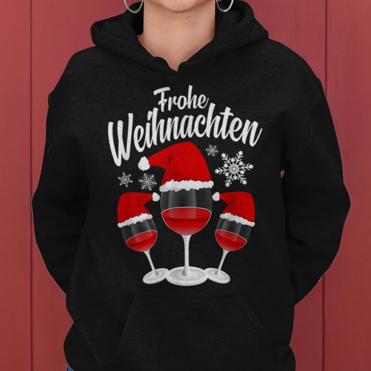 Merry Christmas Wine Red Wine Glass With Christmas Hat Kapuzenpullover für Damen