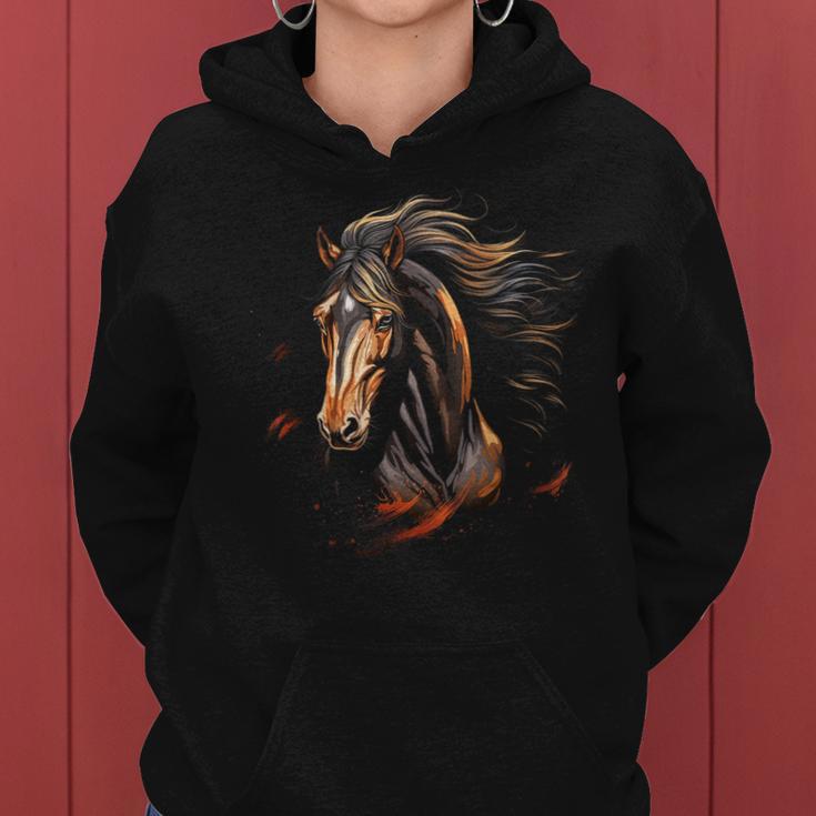 Mustang Horse Wilderness Colourful Horse Lovers Animal World Riding Kapuzenpullover für Damen