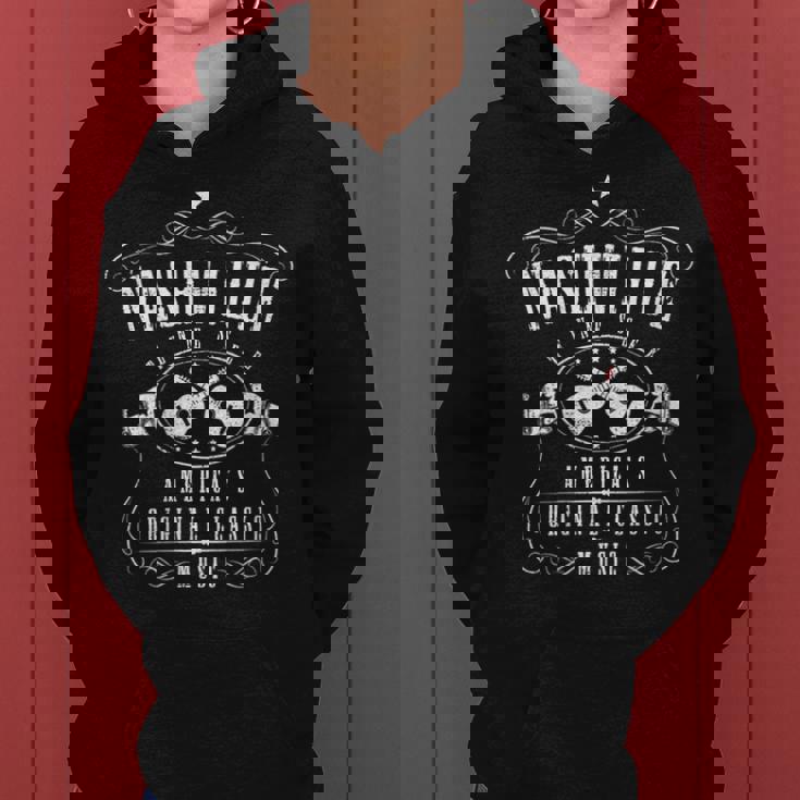 Nashville Tennessee Guitarra Musical Country America Cuello Sudadera con capucha para mujer