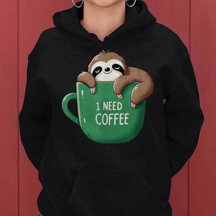 I Need Coffee Sloth Coffee Tired Sleeping Kapuzenpullover für Damen