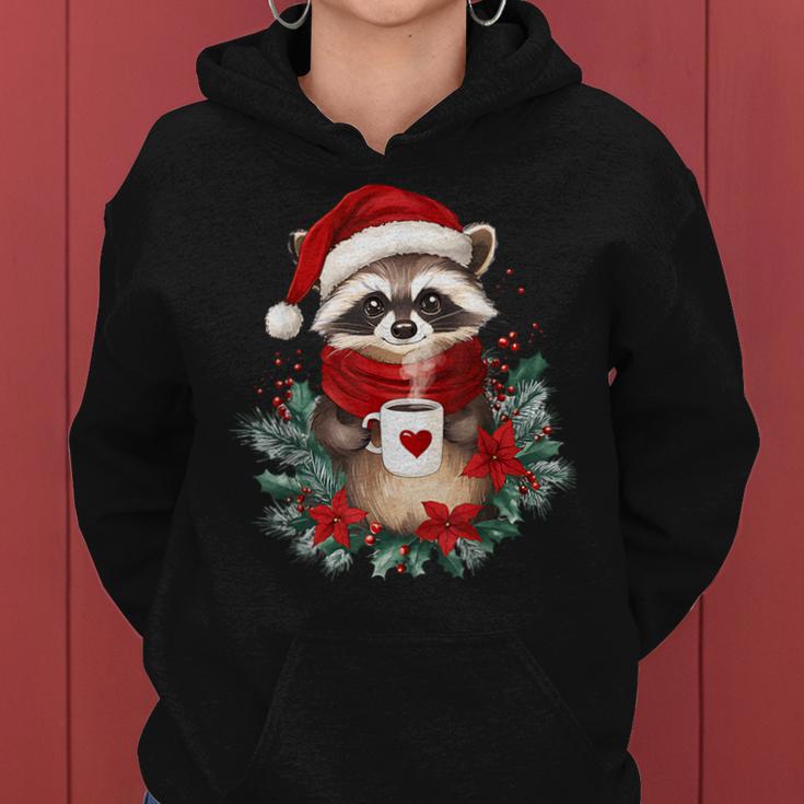 Raccoon Coffee Children Christmas Raccoon Kapuzenpullover für Damen