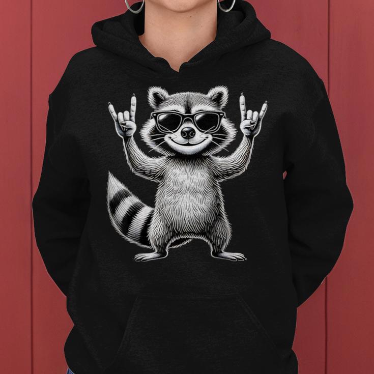 Retro Raccoon Rock Music Children Raccoon Kapuzenpullover für Damen