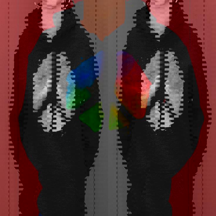 Signe De Paix Aquarelle Arc-En-Ciel Symbole De Paix Minimali Sweat à capuche femme
