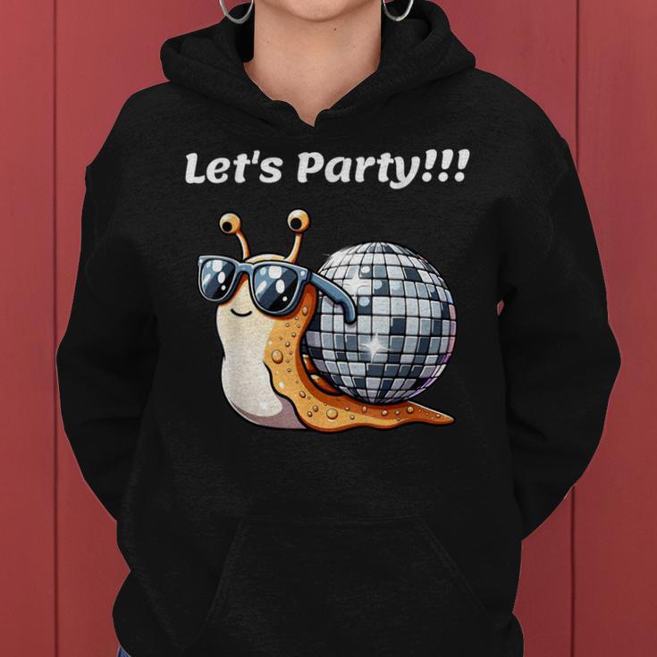 Snail's Disco Lover Groovy Party Snail With Disco Ball Kapuzenpullover für Damen