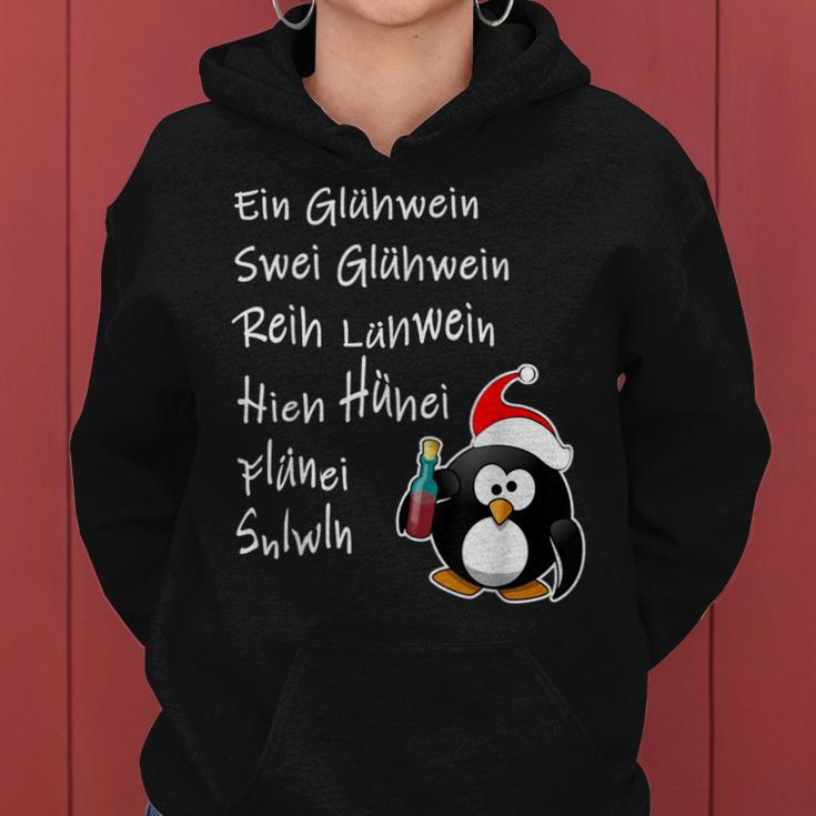 With Text 'Ein Glühwein' A Mulled Wine Swei Mulled Wine Penguin For Christmas Kapuzenpullover für Damen