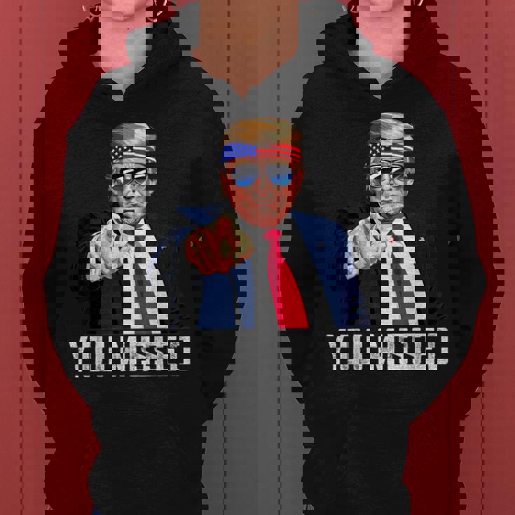 Trump You Missed Twice Bandana De La Bandera Estadounidense Trump 2024 Sudadera con capucha para mujer