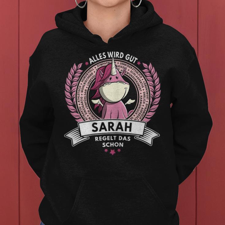 Women's Sarah Name First Name Unicorn Saying Birthday Kapuzenpullover für Damen