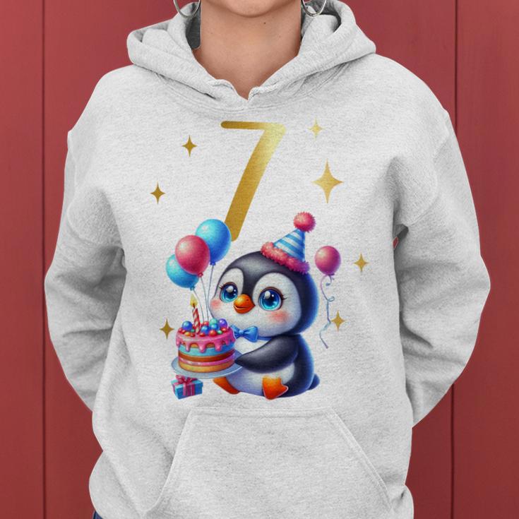 Children's Birthday 7 Girl Penguin Animals Party 7 Years Old Kapuzenpullover für Damen