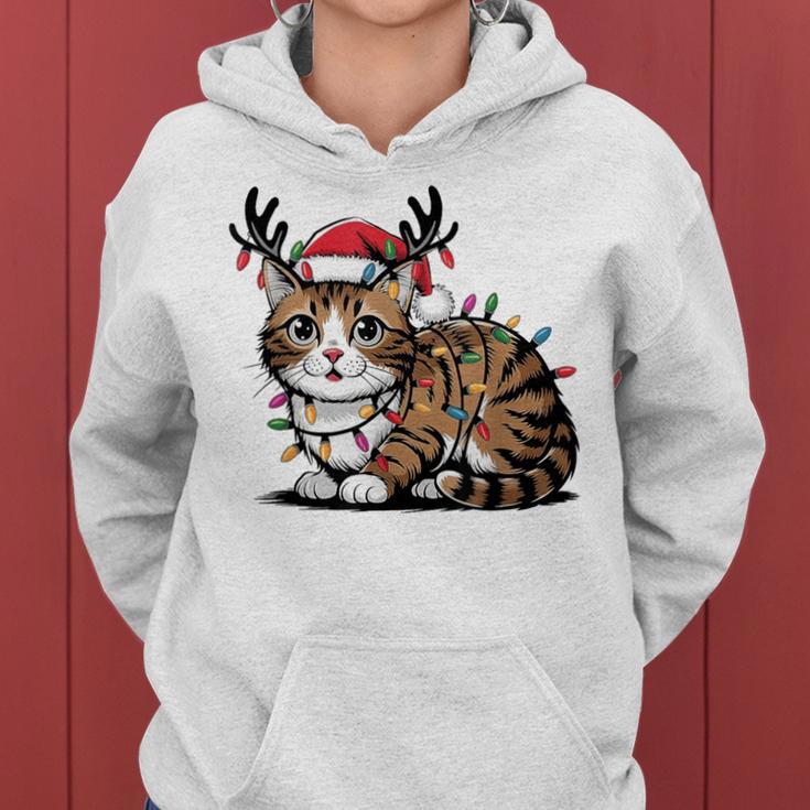 Christmas Children Cat Christmas Lights Kapuzenpullover für Damen