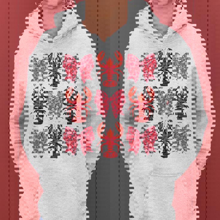 Cute Coquette Bow Crawfish Graphic Y2k Girls Aesthetic Women Hoodie