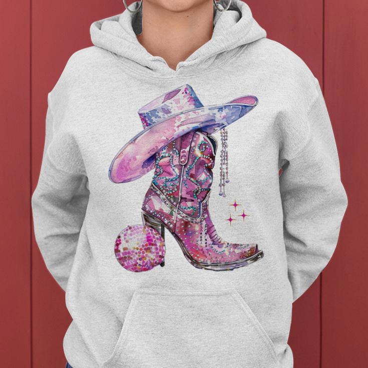 Cute Pink Cowgirl Boots Disco Western Country Cow Girls Kapuzenpullover für Damen