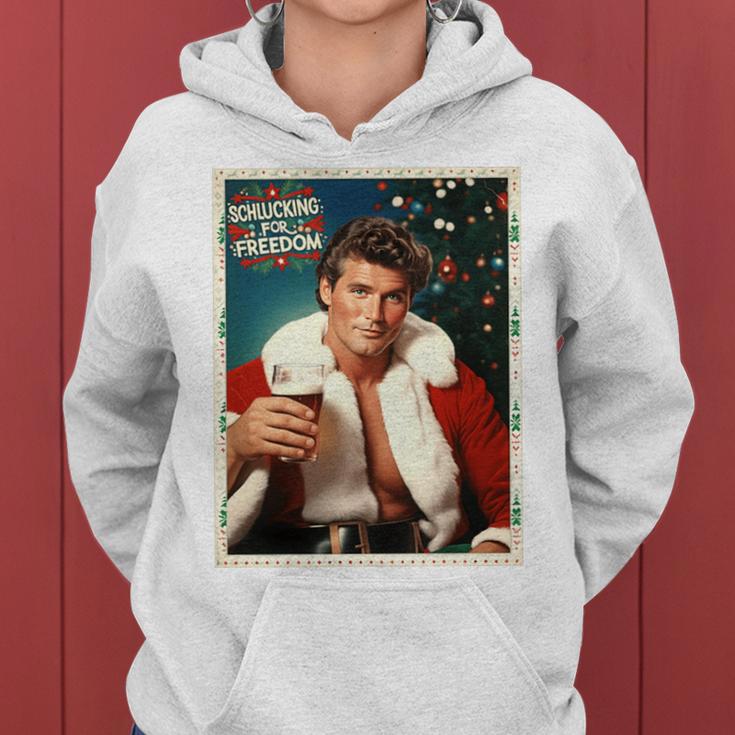 I've Been Swallocking For Freedom X Xmas Christmas Beer Boy Long-Sleeved Kapuzenpullover für Damen