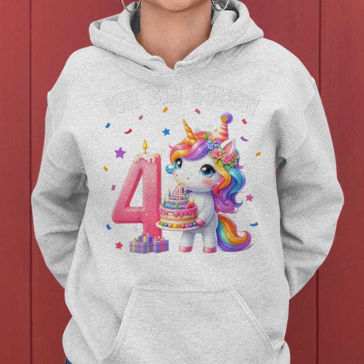 Kinder 4 Geburtstag Mädchen 4 Jahre Einhorn Party Outfit Einhorn Kapuzenpullover für Damen