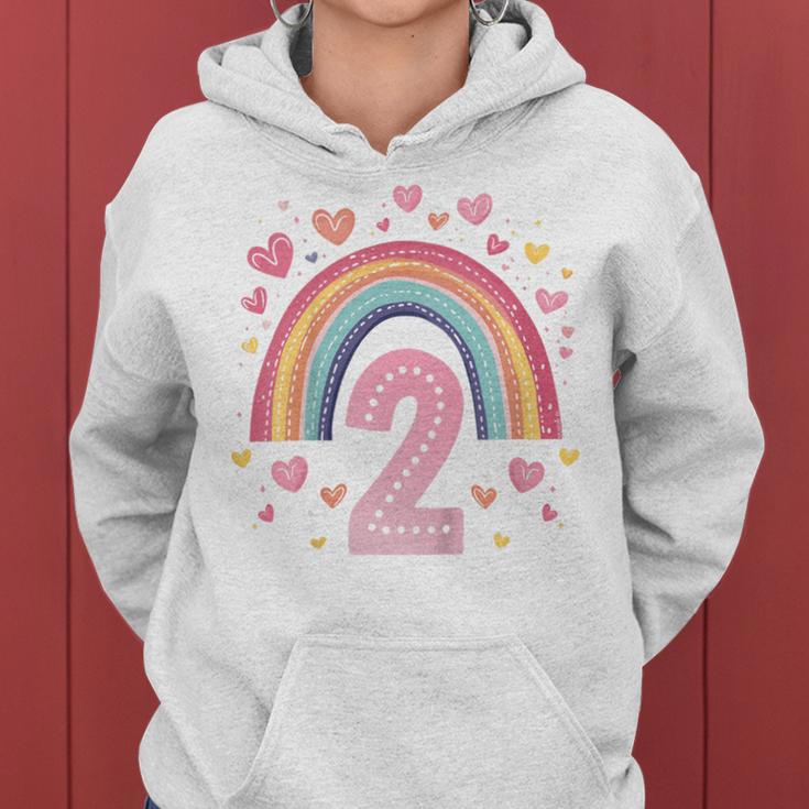 Kinder Geburtstag 2 Mädchen Regenbogen Fee Zwei 2 Jahre Kapuzenpullover für Damen