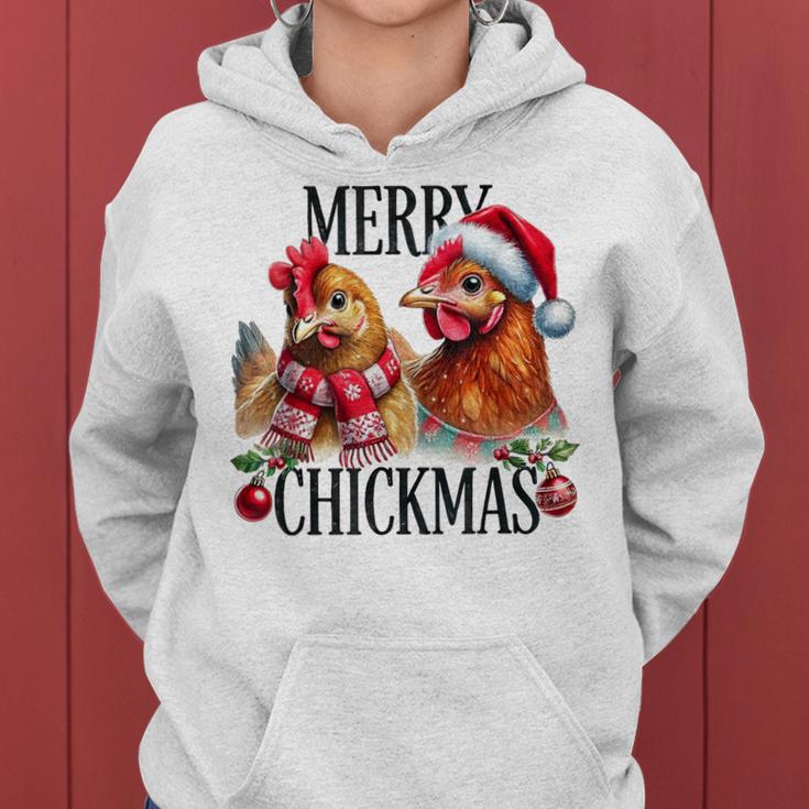 Merry Chickmas Chicken Christmas Jumper Christmas Farmer Kapuzenpullover für Damen