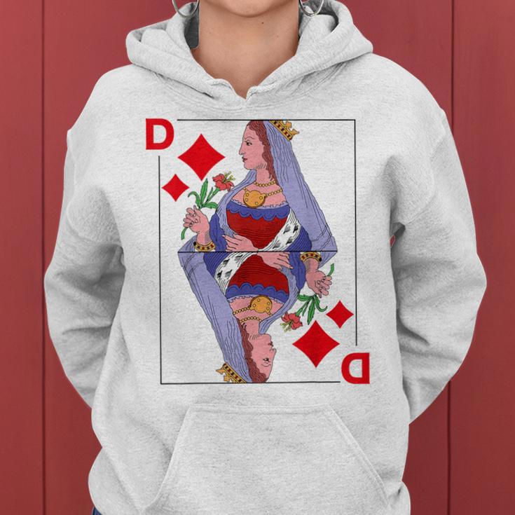 Playing Card Lady Queen Checked Card Costume Fancy Dress Groups Kapuzenpullover für Damen