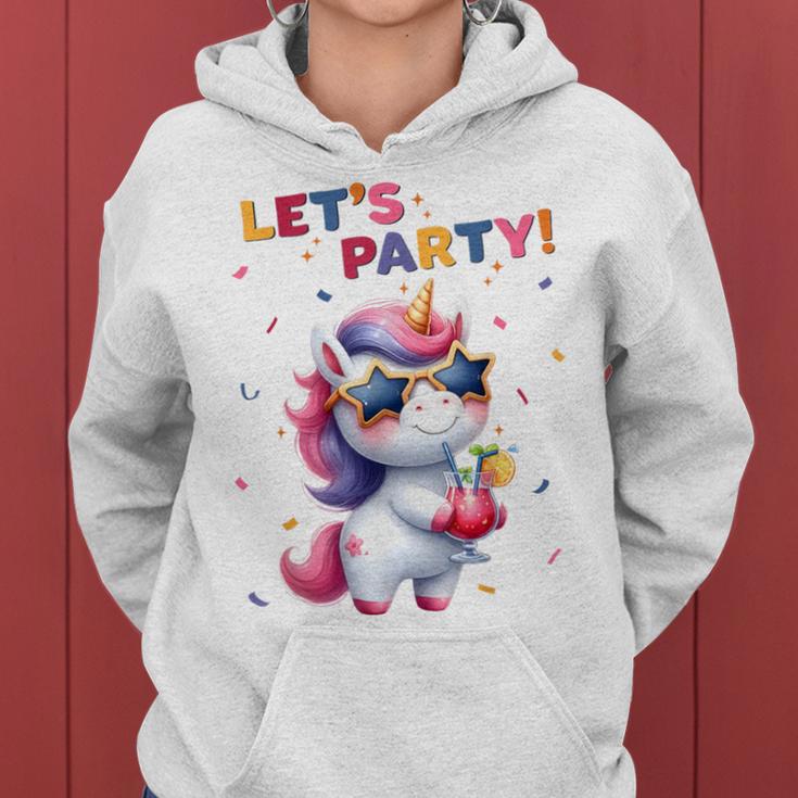 Unicorn Lets Party Outfit Boys Party Unicorn Kapuzenpullover für Damen