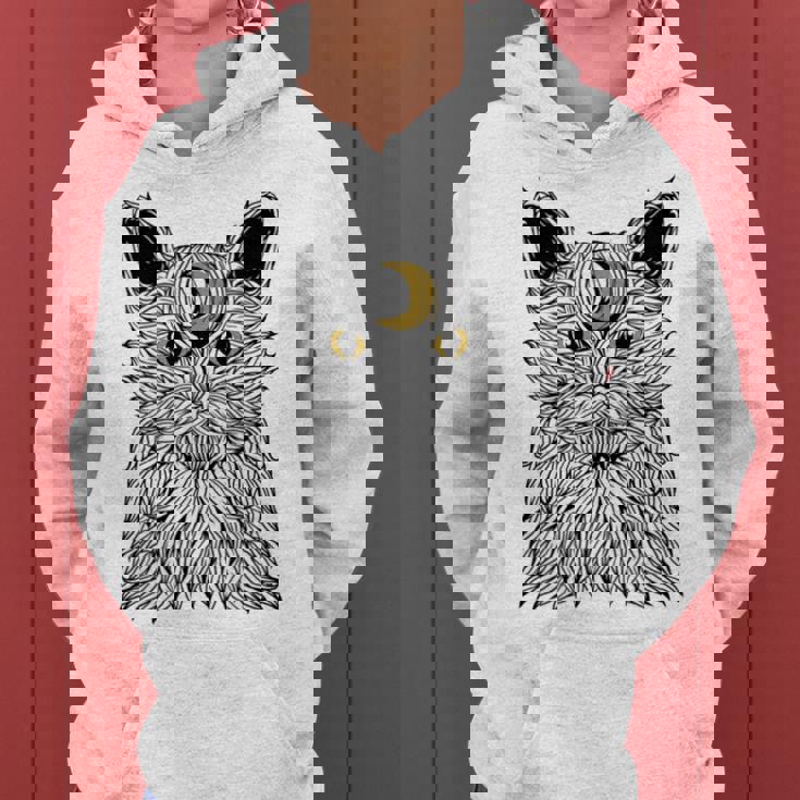 Vaporwave Cat And Moon For Cats Lover Manche Longue Sweat à capuche femme