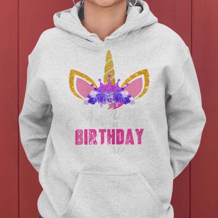 Women's Mummy Of The Birthday Girl Unicorn Mum Birthday Party Mother Blue Kapuzenpullover für Damen