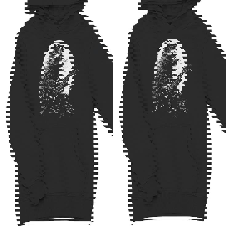Raccoon Guitarist Youth Hoodie - Humorous Moonlight Music Theme