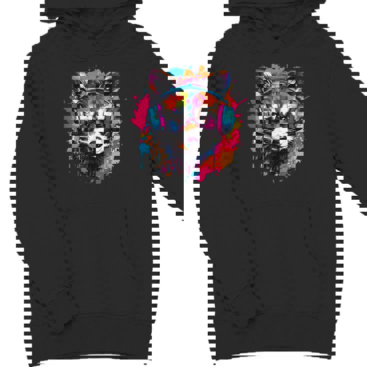 Retro Raccoon Headphones Hoodie - Unisex Youth Modern Style