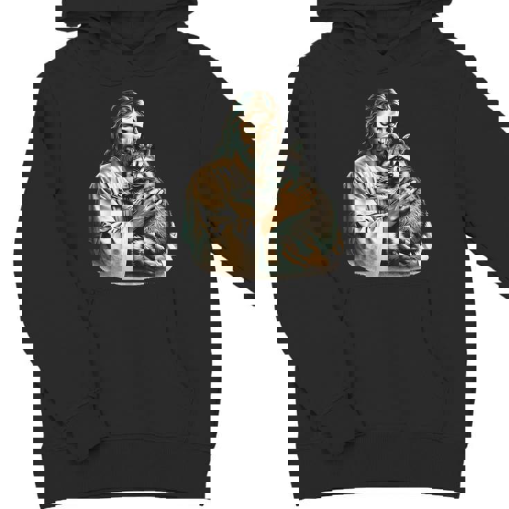 Vintage Distressed Jesus Hugging Raccoon Raccoon Lover Unisex Youth Hoodie