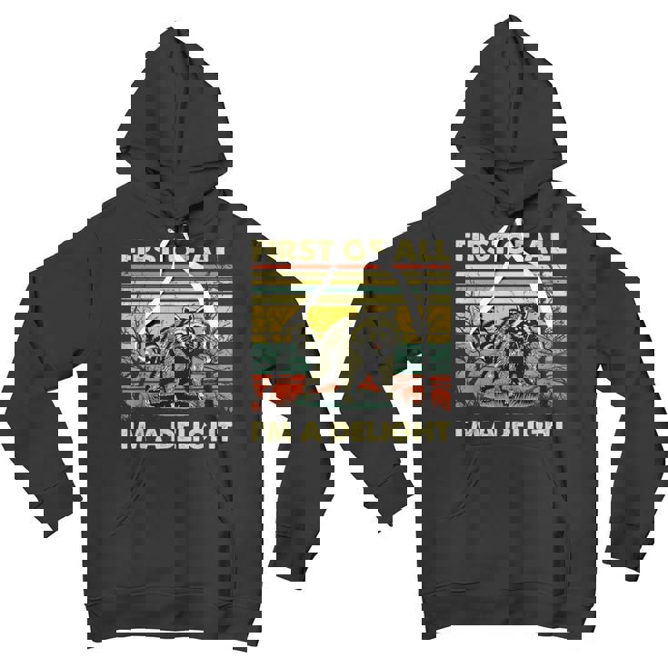 Retro Delightful Angry Raccoon Hoodie - Unisex Youth Casual