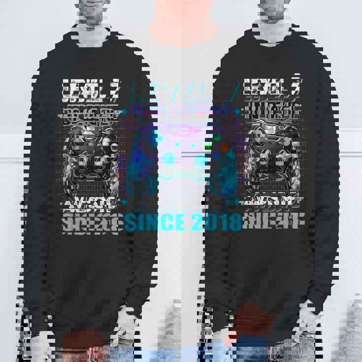7Th Birthday Boy Level 7 Gamer 7 Year Video Game Party Sweatshirt Gifts for Old Men