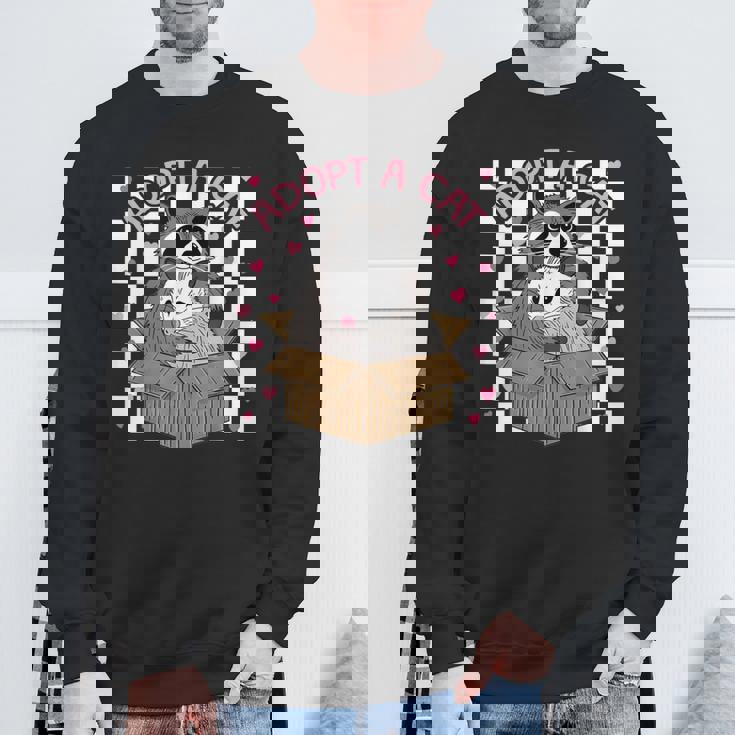 Adopt A Cat Team - Cute Opossum & Raccoon Themed Small Sweatshirt Gifts for Old Men
