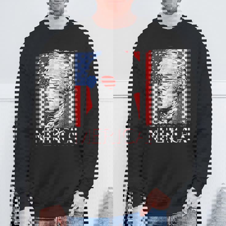 Alexander Hamilton 'Merica Patriot American Flag 4th Of July Sweatshirt Gifts for Old Men