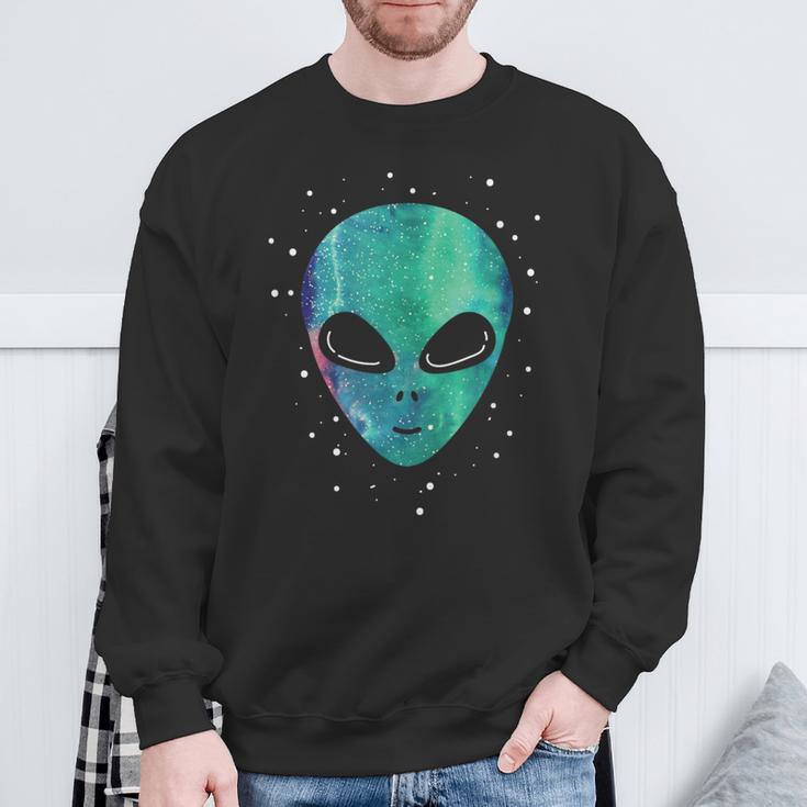 Alien Head Starry Night Sky Fun Sweatshirt Geschenke für alte Männer