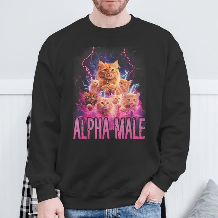 Alpha Male Lustige Kätzchen Meme Cute Cat Humorous Sweatshirt Geschenke für alte Männer