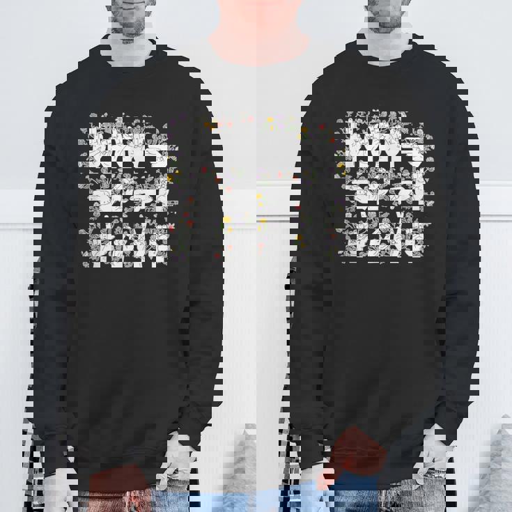 American Sign Language Flower ASL Faith Hope Love Sweatshirt Gifts for Old Men