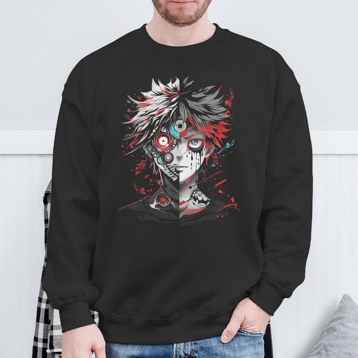 Anime Manga Motif Red Eyes Illustration Anime Sweatshirt Geschenke für alte Männer